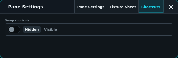Fixture sheet pane settings