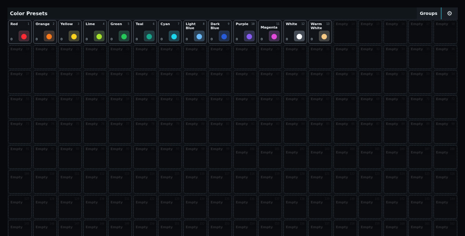 Preset pool and family-specific tiles