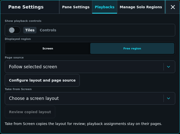 Playback pane settings