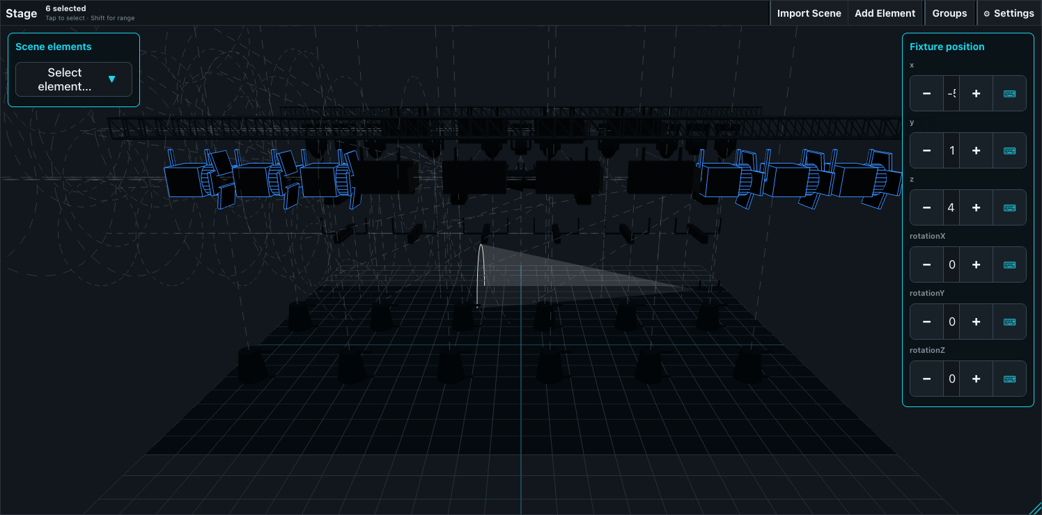 Stage selection and view controls