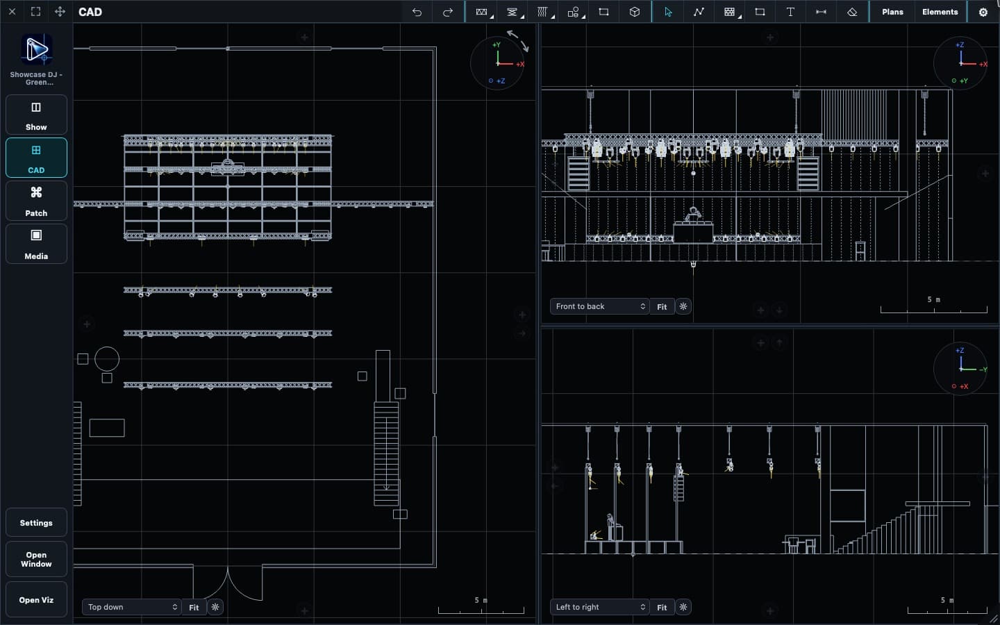 Generate Your Venue Plans: Build the venue and rig, then export measured PDF plans for the crew.
