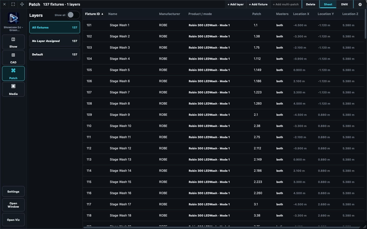 Patch Your Fixtures: Prepare fixture types, modes, universes, and addresses in the same Show.