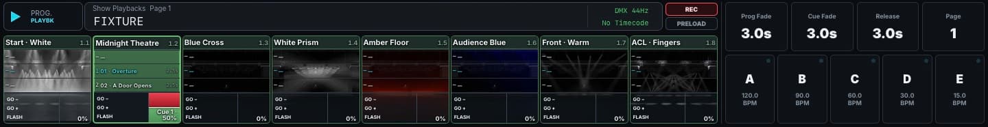 Playbacks with an OSC controller