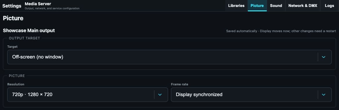 Media Server outputs
